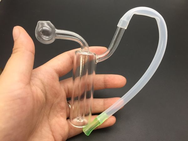 hortum ağız ucu ile Büyük Mini Cam Yağı Brülör Su Bong dab petrol kuleleri için Bongs Kül Catcher Nargile Boru Sigara yağ yakıcı su borusu