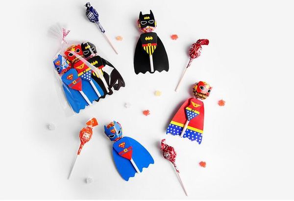 Bat Man Super Man Wonder Women Candy Paper Lollipop Decoration