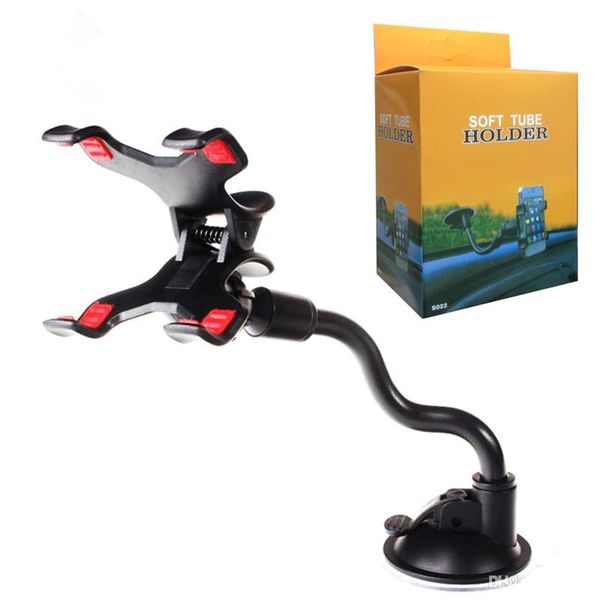 

double clip car mount universal long arm/neck 360Â°rotation windshield phone holder for iphone 7 8 plus 6 6s cell phones