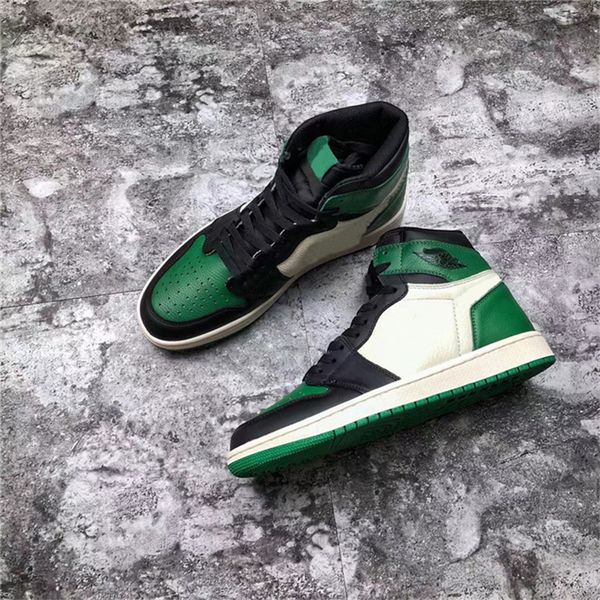 

2018 release 1 high og pine green court purple 1s men basketball shoes authentic quality 555088-302 leather sneakers with box, White;red