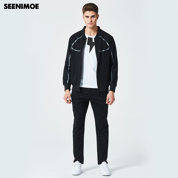 

seenimoe 2018 winter hoodied coat brand mens sets sportsman wear two piece track suit for men hoodie sweatshirt + pants, Gray