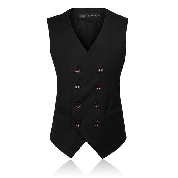 

new arrival men vest england style solid double breasted suit for gentlemen size s-6xl wsistcoat wholesale, Black;white