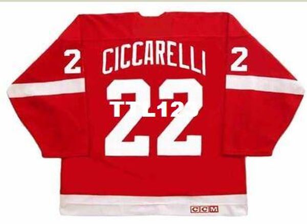 

men #22 dino ciccarelli detroit red wings 1994 ccm vintage hockey jersey or custom any name or number retro jersey, Black;red
