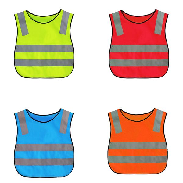 

kids high visibility woking safety vest road traffic working vest green reflective safety clothing for children safety vest jacket 30pcs, Blue