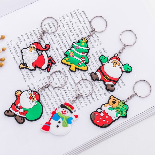 

korean style silicone cartoon santa claus key chain cute christmas gifts pendant fir for student activity prizes lovers key ring ornaments