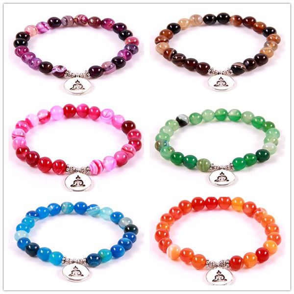 

ncrhgl stripe onyx bracelet lotus/buddha/ohm 8mm beads natural stone yoga bracelets bangles jewelry for women men drop shipping, Black