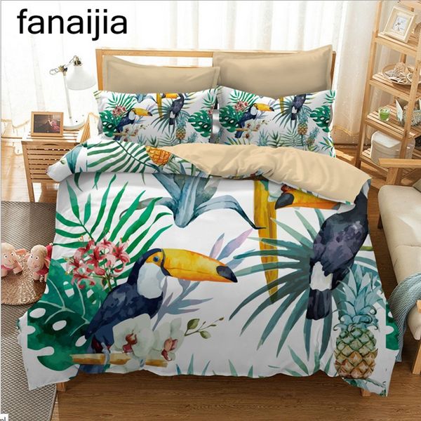 

fanaijia bohemia 3d bedding sets pineapple printing duvet cover set 3pcs pillowcase king size tropical bedlinen gift