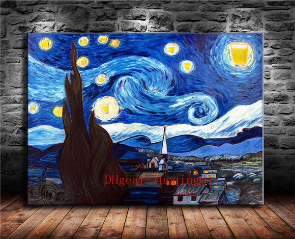 Acheter Van Gogh Ciel étoilé Pièces De Toile Décor à La Maison Hd Imprimé Art Moderne Peinture Sur Toile Sans Cadre Encadré De 641 Du Luoqing01