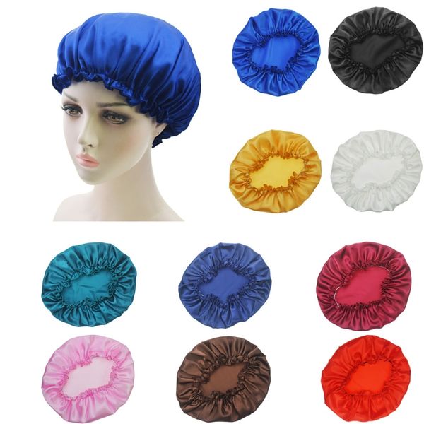 

new 1pc women sleep cap satin night bonnet head cover beanie hat hair elastic cap, Blue;gray