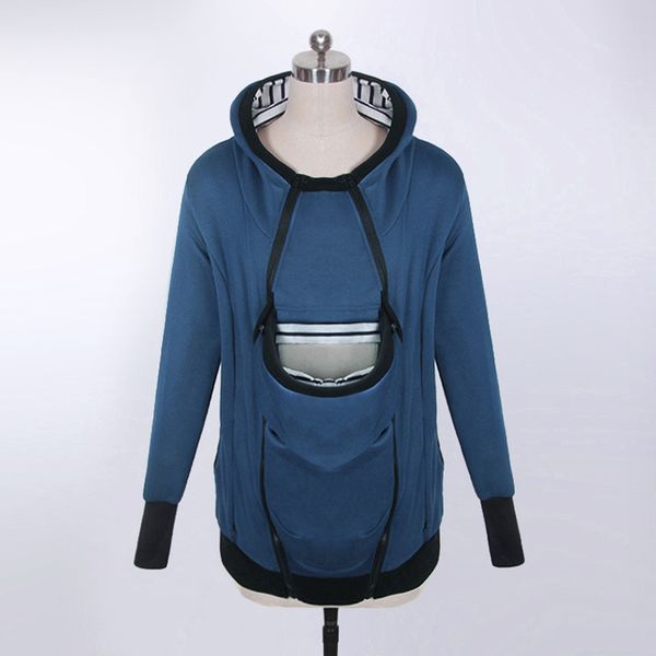 

mother kangaroo hoodie women sweatshirt baby carrier hoodies 2xl jacket autumn pet dog cat big pocket zipper sweatshirts ws4668z s18101006, Black