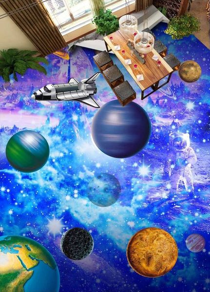

3d pvc flooring custom p waterproof floor fantasy universe planet milky way sky living room 3d wall murals wallpaper for walls 3 d