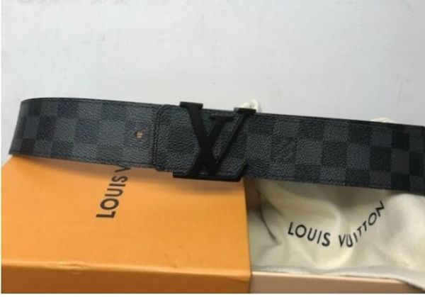 

2018 togo ep om leather rever ible check men 039 black and grey check belt with box