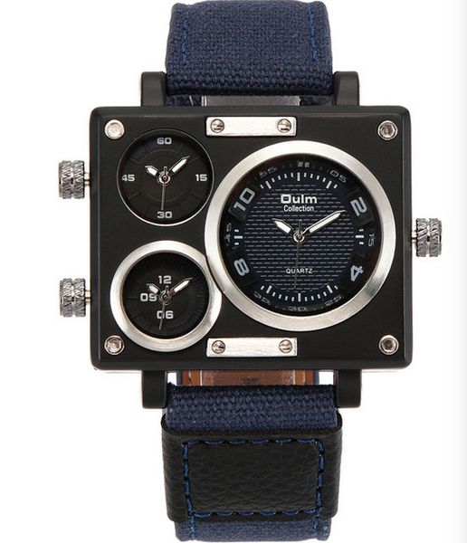 

european wholesale men's alloy belt business multi-time zone watch, Slivery;brown