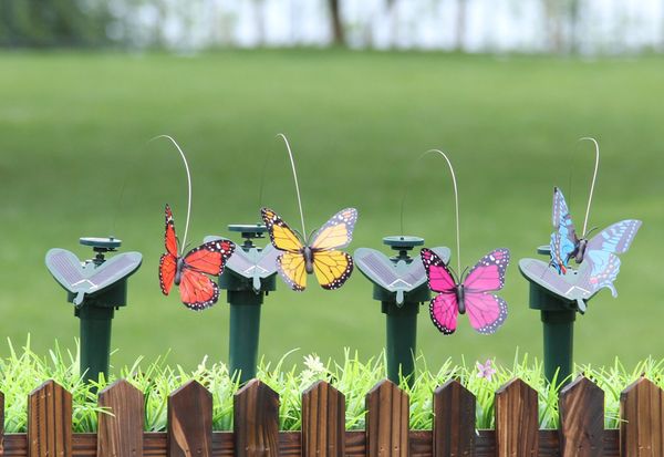 

solar power dancing flying butterflies fluttering vibration fly hummingbird flying birds garden yard decoration funny toys