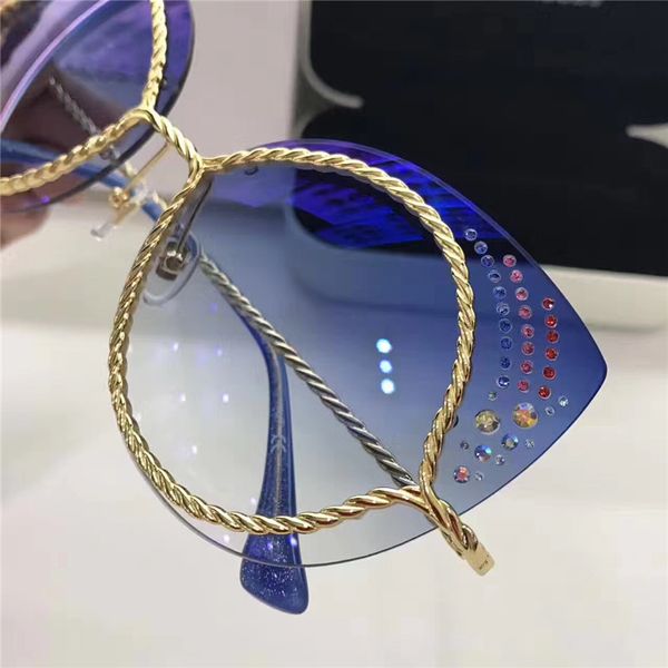 

women stones cat eye sunglasses gold blue shaded sonnenbrille des lunettes de soleil designer sunglasses glasses new with box, White;black