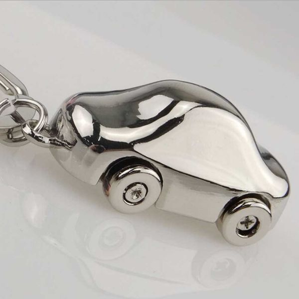 

metal car shape key chain keychain lover housekeeper key holder zinc alloy keyring charm pendant, Silver