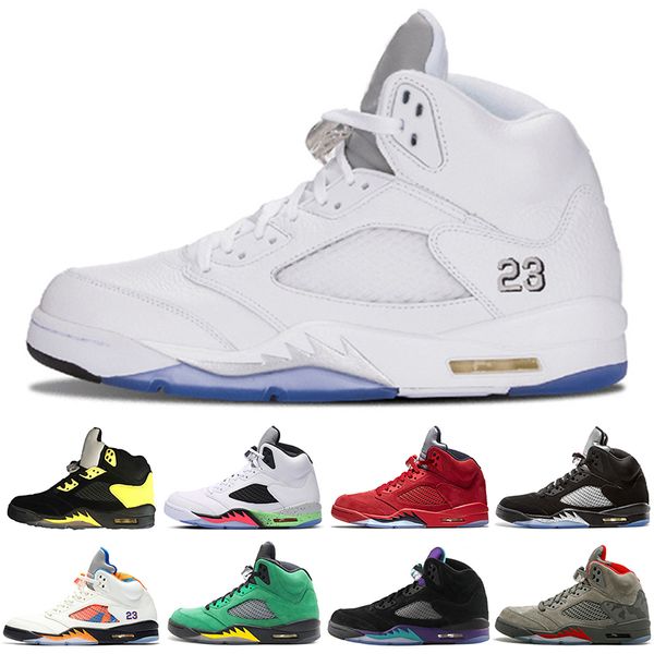 

2018 new mens shoes 5 5s v camo olympic metallic gold white cement man basketball shoes og black metallic red blue suede sport sneakers, White;red