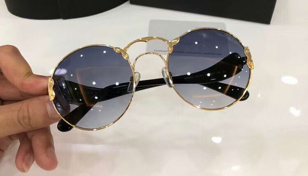 

женщины 55 т золото/серебро круглые очки синие оттенки sonnenbrille дизайнер солнцезащитные очки очки мода новый в коробке, White;black