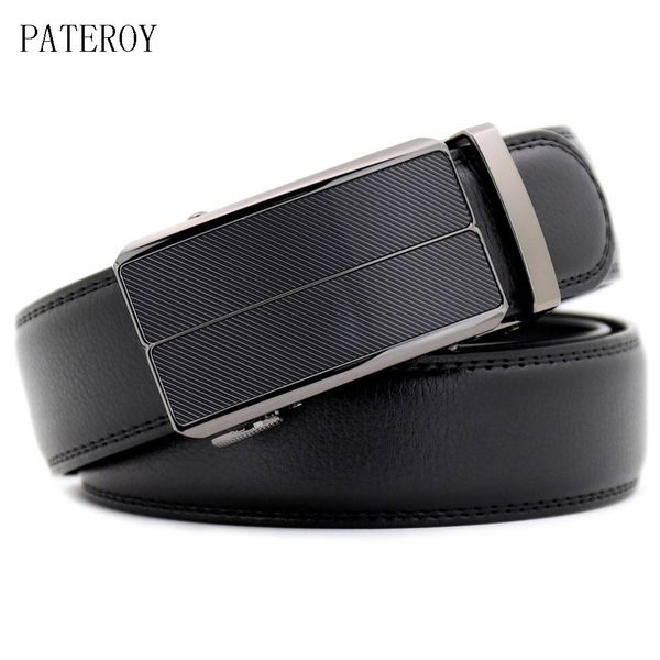 

pateroy men's leather belt automatic cinturones para hombre riem men belt male ceinture homme cinturon kemer cinto ly37-690-1, Black;brown