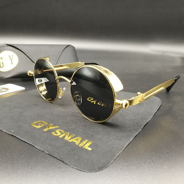 

gy snail polarized steampunk goggles men women brand designer vintage mens round sun glasses for women sunglasses driving oculos, White;black