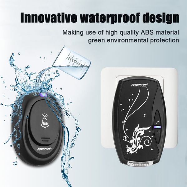 

waterproof black doorbell eu us plug-in bells ac digital led music 100m range wireless remote control home door bell