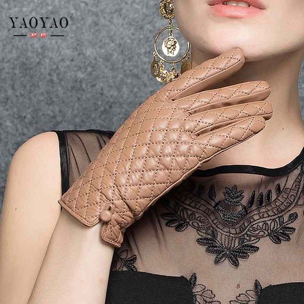 

yy8710 new arrival european style women suede genuine leather gloves ladies botton classic plaid black/khaki short thin mittens, Blue;gray