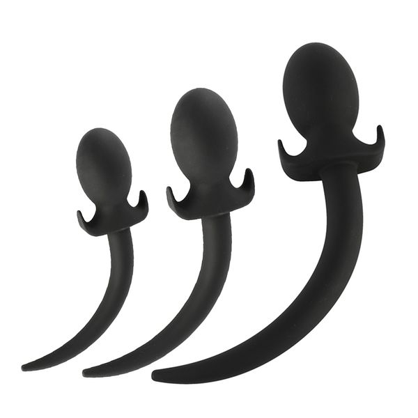 Sex Dog Tail Plug anale Butt Plug Dilatatore anale in silicone morbido Giocattoli adulti del sesso per uomo Massaggiatore prostatico Giocattolo anale erotico per donna Y1892803