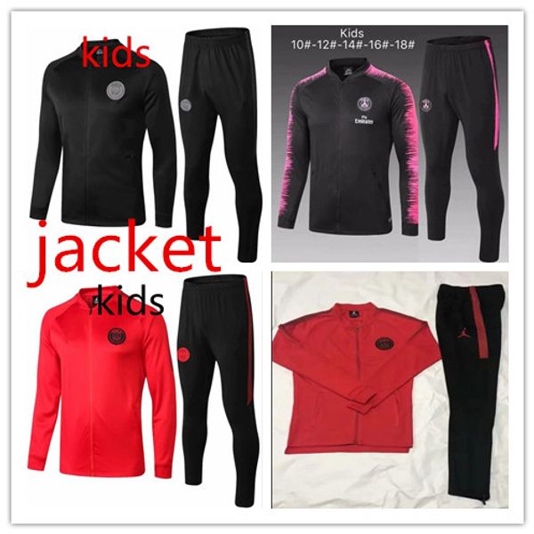 

new kids psg jordam jacket kit tracksuit 1819 psg kids maillot de foot soccer jackets 2019 psg child football jacket training suit, Black