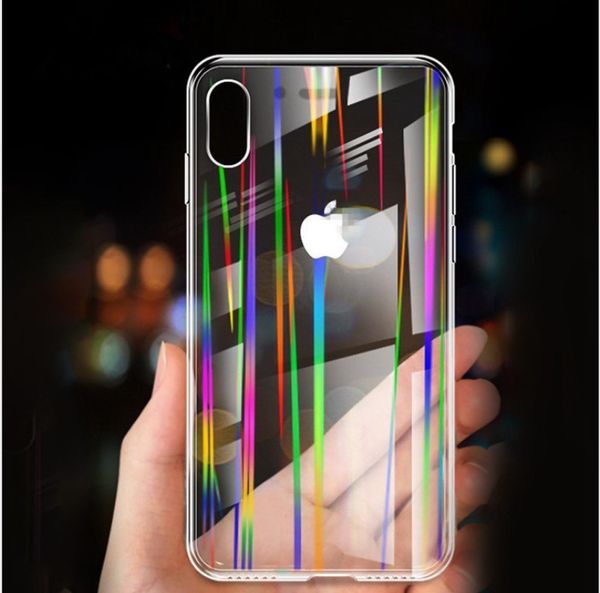 

new arrival laser glass 9h for iphone x xs max xr 7 8 crystal clear tpu case shock absorption soft transparent panel back cover