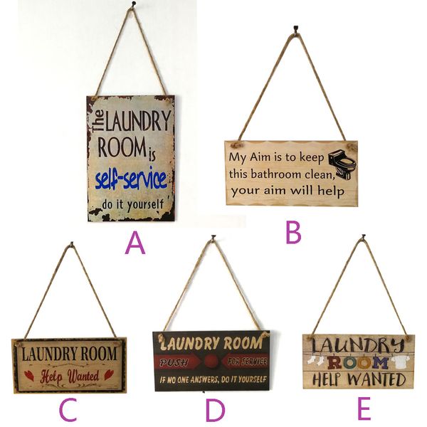 

2018 new arrival fashion wooden laundry room wall door hanging sign plaque pendant prompt decoration with #30