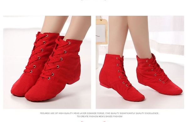 

woman shoes ankle boots latin dance high shoes canvas ballet dance soft texture light - weight shoes dance gymnastics, Black;white