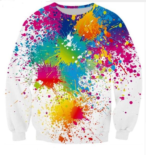 

wholesale-fashion womens/mens rainbow funny 3d print casual sweatshirt plus size qqy027, Black