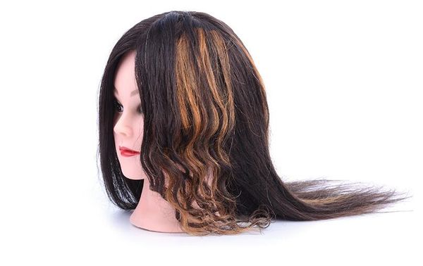 

16inch 100% natural human hair mannequin head exercise make up for hairdresser ,hair mannequins with wig, White