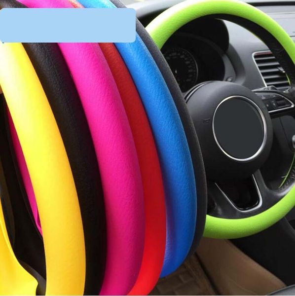 

32cm universal car steering wheel cover decoration antislip breathable fashion silicone elastic candy color
