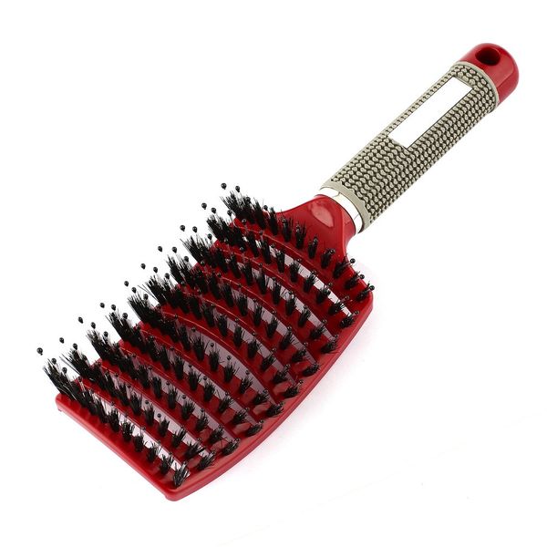 

2018 women hair scalp massage comb bristle & nylon hairbrush wet curly detangle hair brush for salon hairdressing styling tools, Silver