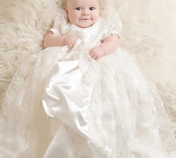 

new arrival baby girl embroidered dress for christening first communion dresses floor length lace kids formal wear, White