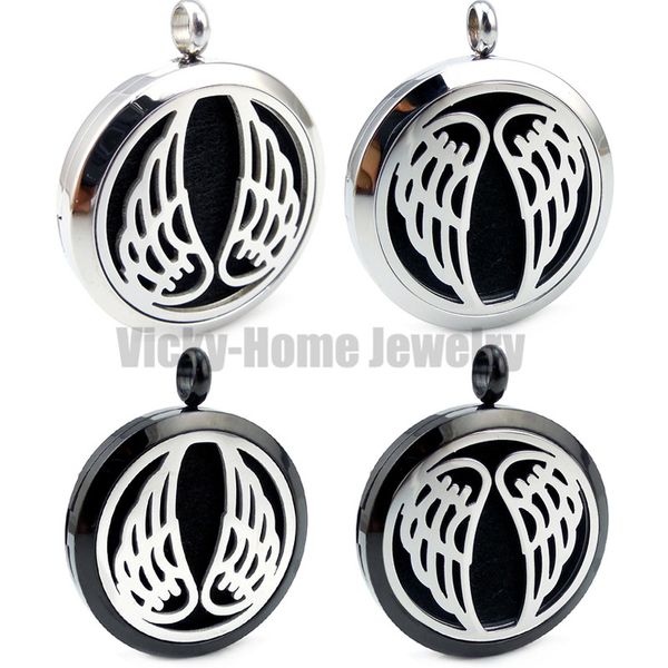 

with chain gift wing (30mm) essential oils diffuser locket aroma jewelry with pads drop shipping, Black