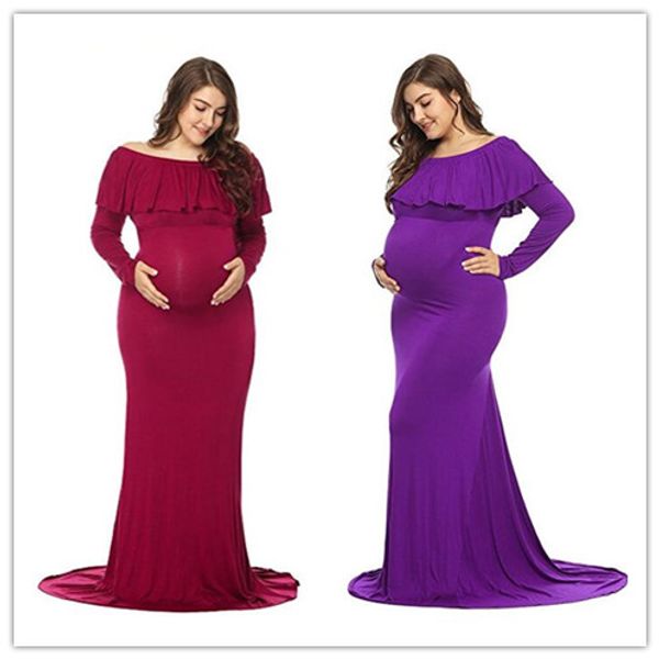 

maternity dresses pgraphy props maternity pgraphy props long sleeve founces pregnant women dresses plus size long tail, White