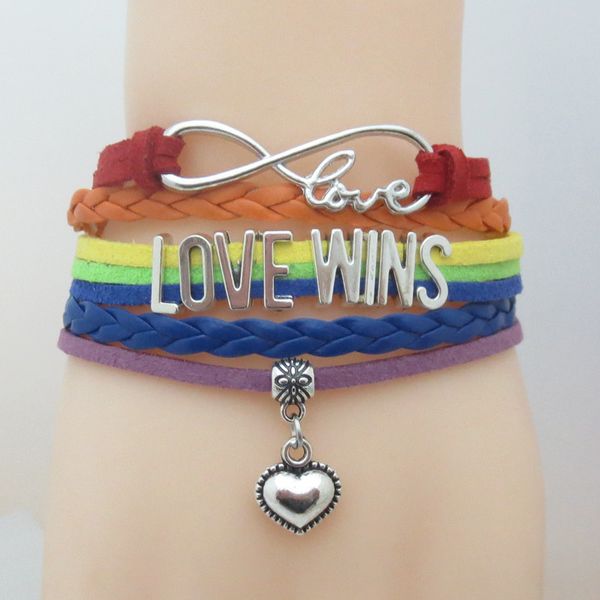 

Hot Sales Infinity Love Wins Heart Charm Bracelet LGBT Pride Bracelet for women men Gift for LGBT Gay Pride Multilayer Wrap Bracelet