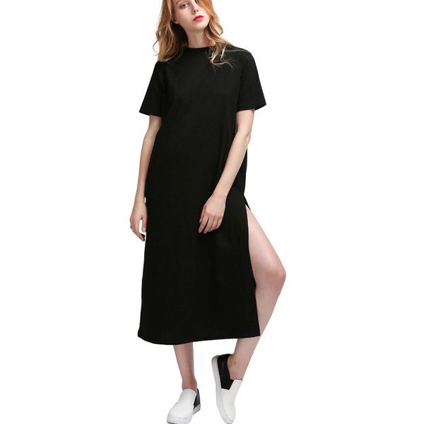 

casual autumn winter maxi dress shirt women party boho beach vintage jurken bodycon club long black dresses plus size, White;black