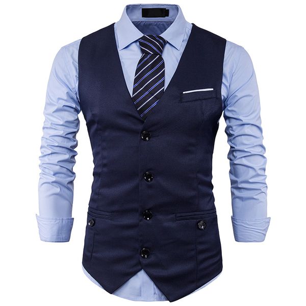 

2018 new men suit vest classic v collar dress slim fit wedding waistcoat mens formal slim dress sleeveless vest men black, Black;white