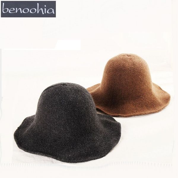

bck001 new winter female cotton flouncing felt bowler cap bucket hat autumn women casual foldable knitted fishing hat, Blue;gray