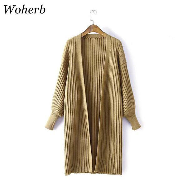 

woherb 2018 autumn casual long cardigan women loose long sweater elegant lantern sleeve jumper coats pull femme 20599, White;black