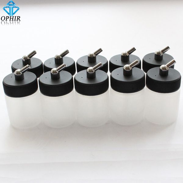 

ophir 10 pcs/lot transparent airbrush plastic 22cc bottle professional paint cup for single aciont airbrush # ac019-10x, Silver