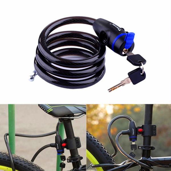 

universal bicycle mtb mountain bike lock anti-theft ring wire rope lock security steel spiral cable bicycle safe