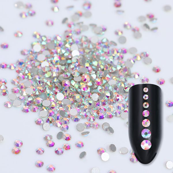 

1440pcs flat back rhinestone 3d nail decoration colorful multi-size manicure nail art decoration manicure accessories, Silver;gold