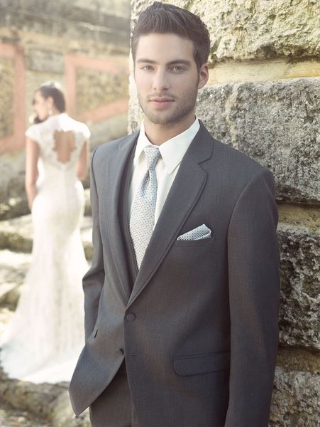 Suits Homens 2018 Wedding cinza de carvão vegetal Ternos Noivo Custom Made Slim Fit Formal Negócios smoking melhor homem Blazer Prom Jacket + Calças + Vest