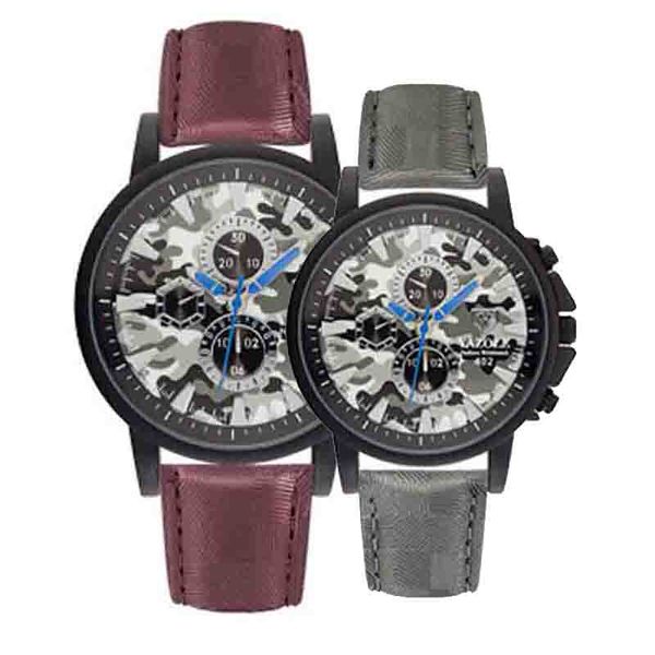 

vintage design men's watches camo table leather quartz wristwatches sports clock stainless steel watch ing, Slivery;brown