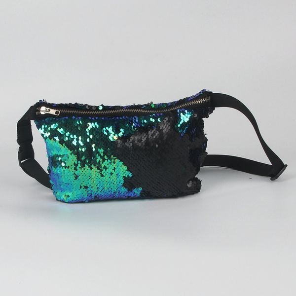 

2017 women fashion sequins double color waist bag mermaid bag girl chest multifunctional shiny travel cosmetic