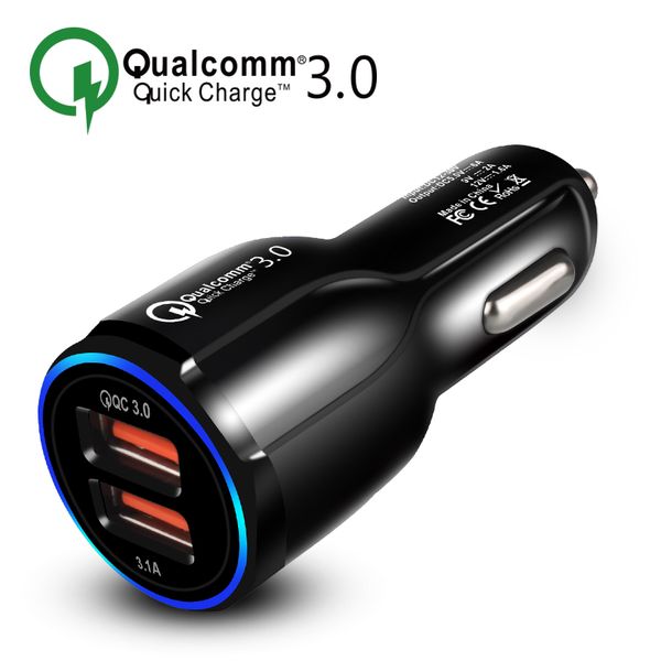 

QC3.0 Car Charger Adapter Dual USB Splitter FAST Quick ChargingFor iphone 7 8 Samsung Note 8 S8 tablet Smart Phones
